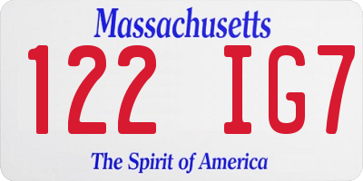 MA license plate 122IG7