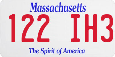 MA license plate 122IH3