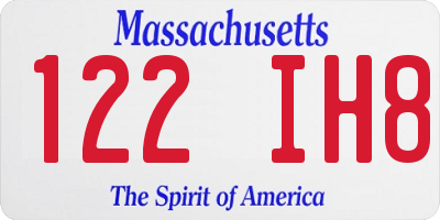 MA license plate 122IH8