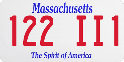 MA license plate 122II1