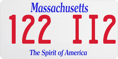 MA license plate 122II2