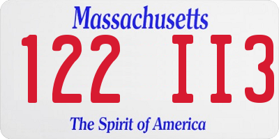 MA license plate 122II3
