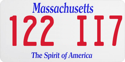 MA license plate 122II7