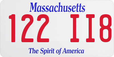 MA license plate 122II8