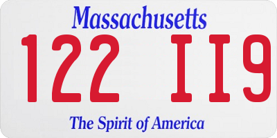 MA license plate 122II9