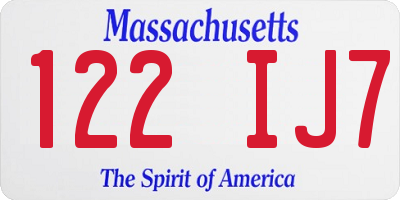 MA license plate 122IJ7