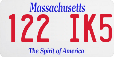 MA license plate 122IK5