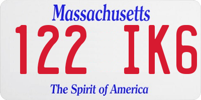 MA license plate 122IK6