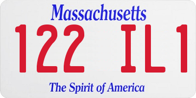 MA license plate 122IL1