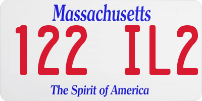 MA license plate 122IL2