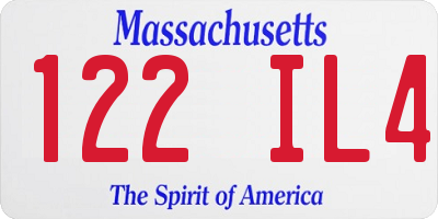 MA license plate 122IL4