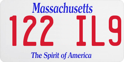 MA license plate 122IL9