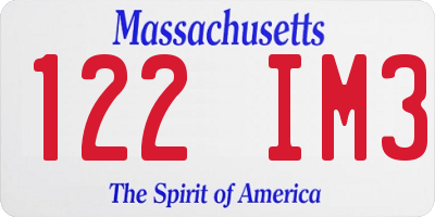 MA license plate 122IM3