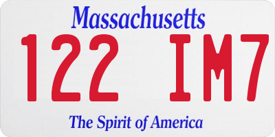 MA license plate 122IM7