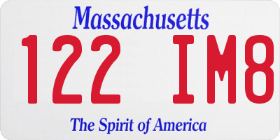MA license plate 122IM8