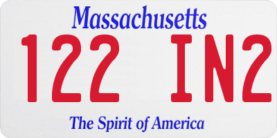MA license plate 122IN2