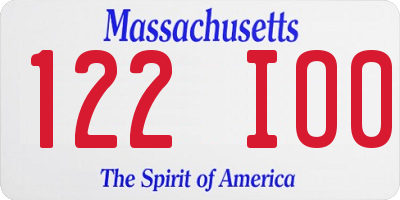 MA license plate 122IO0