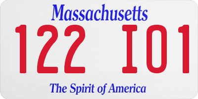 MA license plate 122IO1