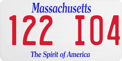 MA license plate 122IO4
