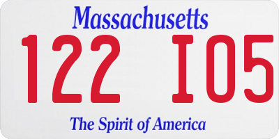 MA license plate 122IO5