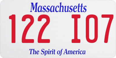 MA license plate 122IO7