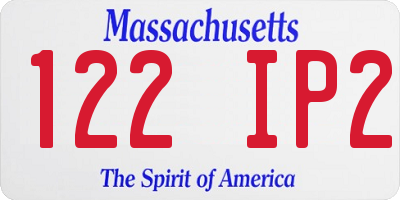 MA license plate 122IP2