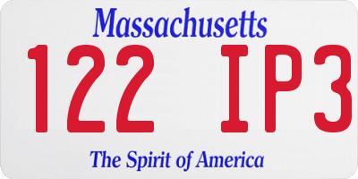 MA license plate 122IP3
