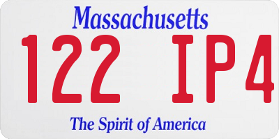 MA license plate 122IP4