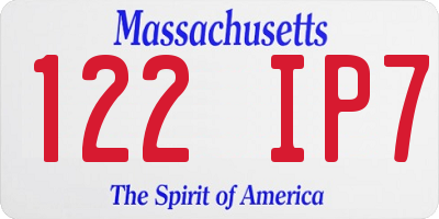 MA license plate 122IP7
