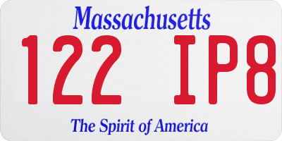 MA license plate 122IP8