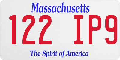 MA license plate 122IP9