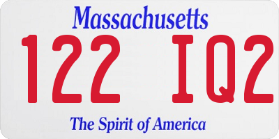 MA license plate 122IQ2