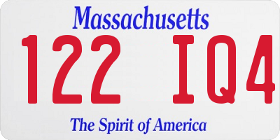 MA license plate 122IQ4