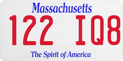 MA license plate 122IQ8