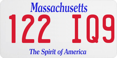 MA license plate 122IQ9