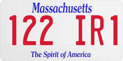 MA license plate 122IR1