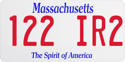 MA license plate 122IR2