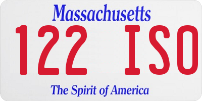 MA license plate 122IS0