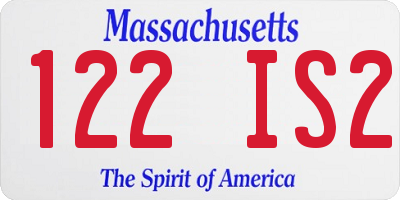 MA license plate 122IS2