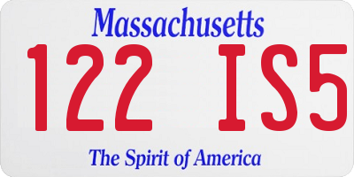 MA license plate 122IS5
