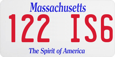 MA license plate 122IS6