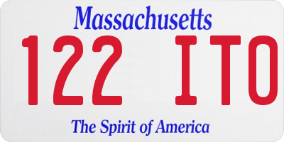 MA license plate 122IT0