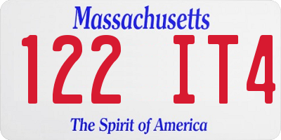 MA license plate 122IT4