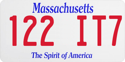 MA license plate 122IT7