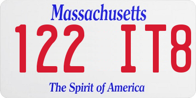 MA license plate 122IT8