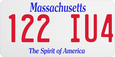 MA license plate 122IU4