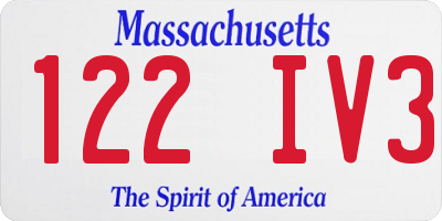 MA license plate 122IV3