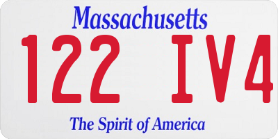 MA license plate 122IV4