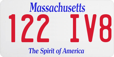 MA license plate 122IV8