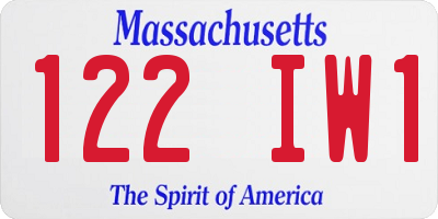 MA license plate 122IW1